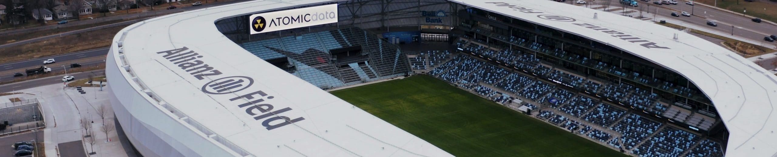 Allianz Field with Atomic Data Logo