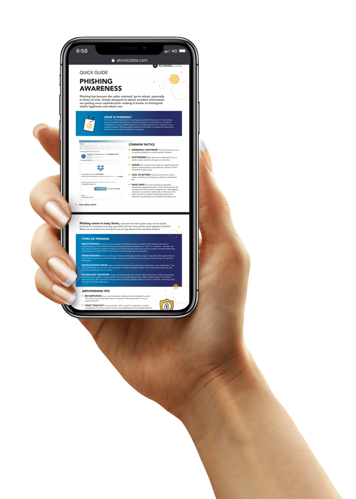 Woman holding iPhone with Quick Guide on Screen